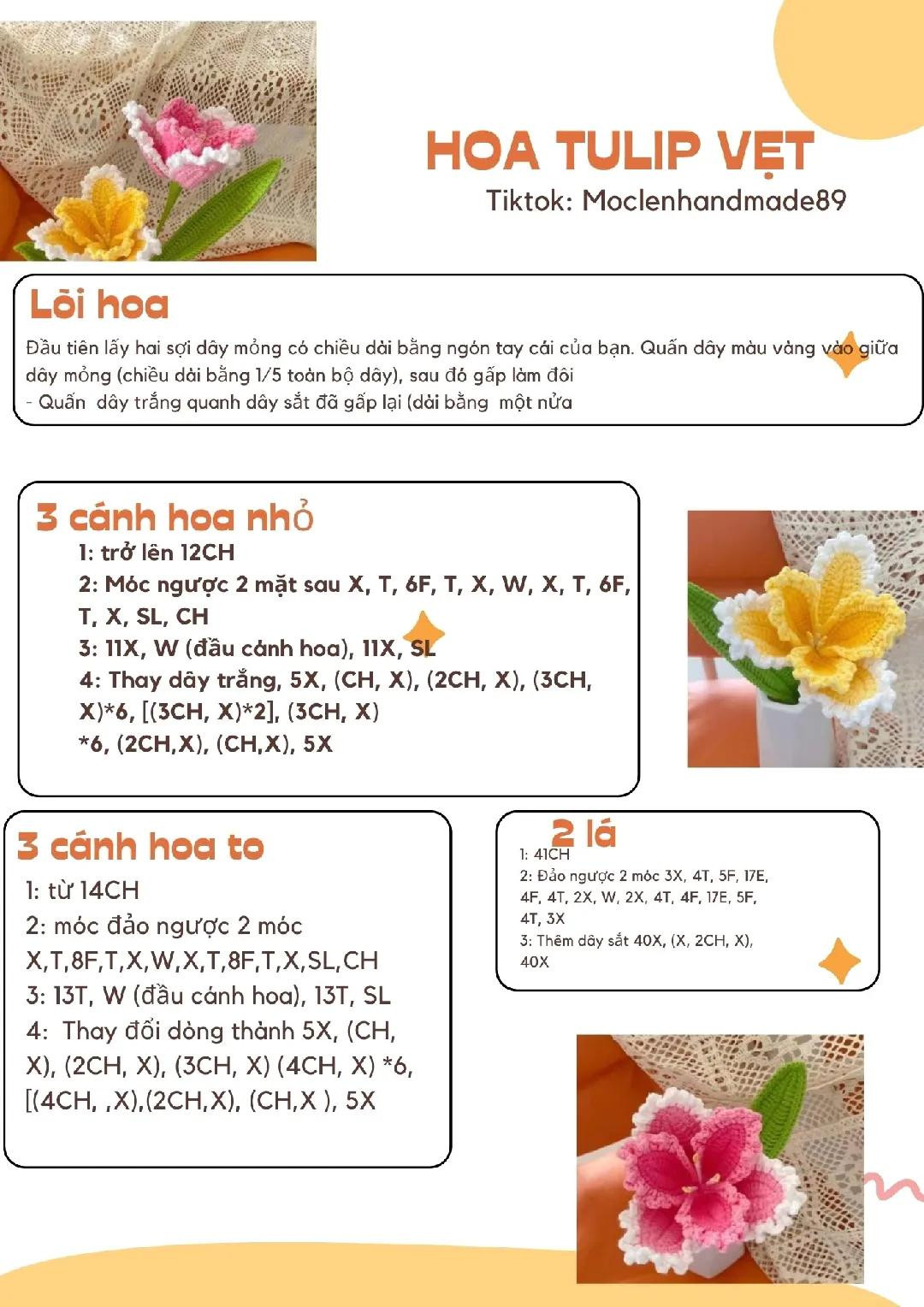 Hướng dẫn móc len hoa Tulip Việt chi tiết