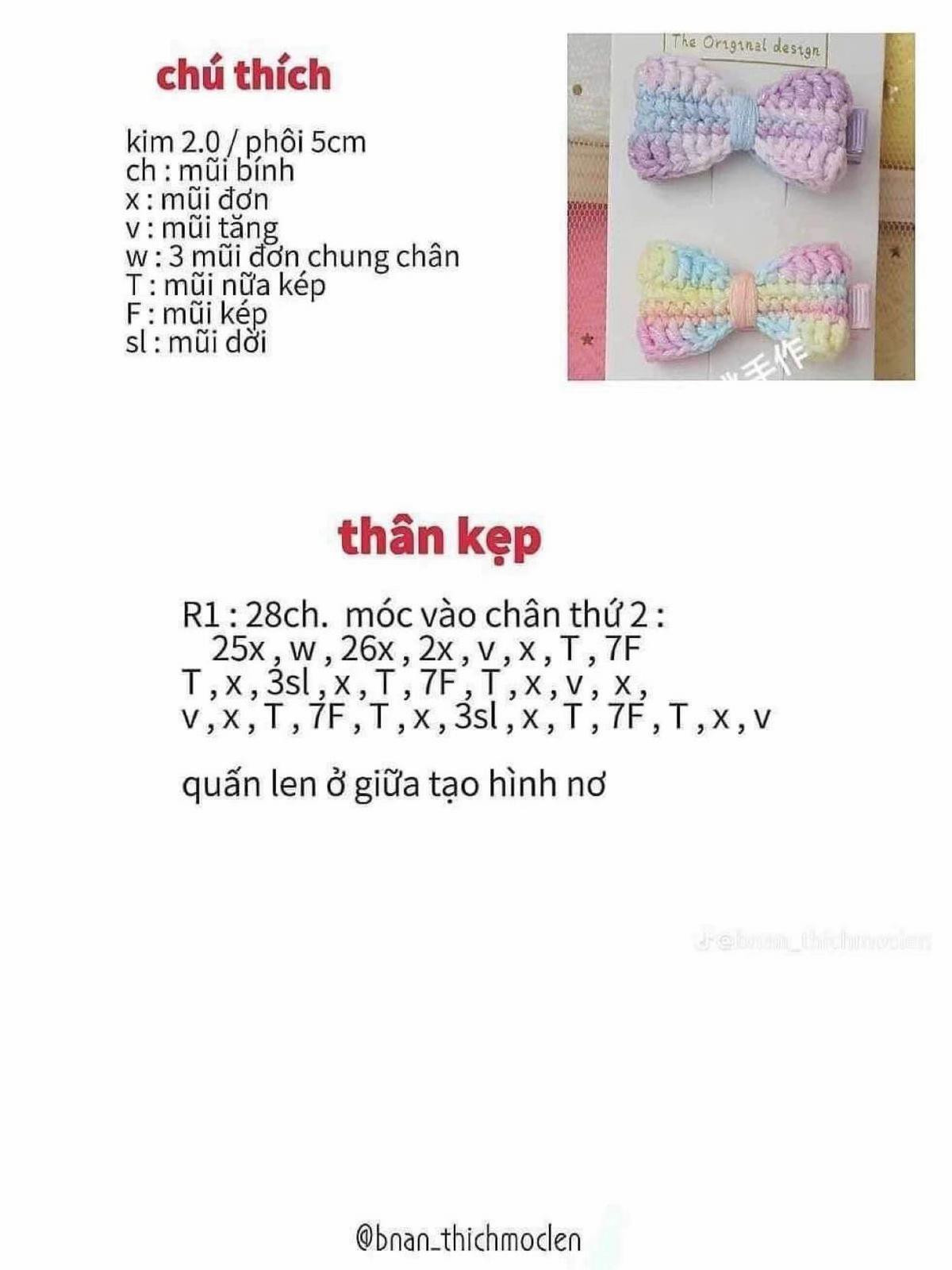 Hướng dẫn móc len kẹp tóc Bò Hóng, nơ và phụ kiện dễ thương