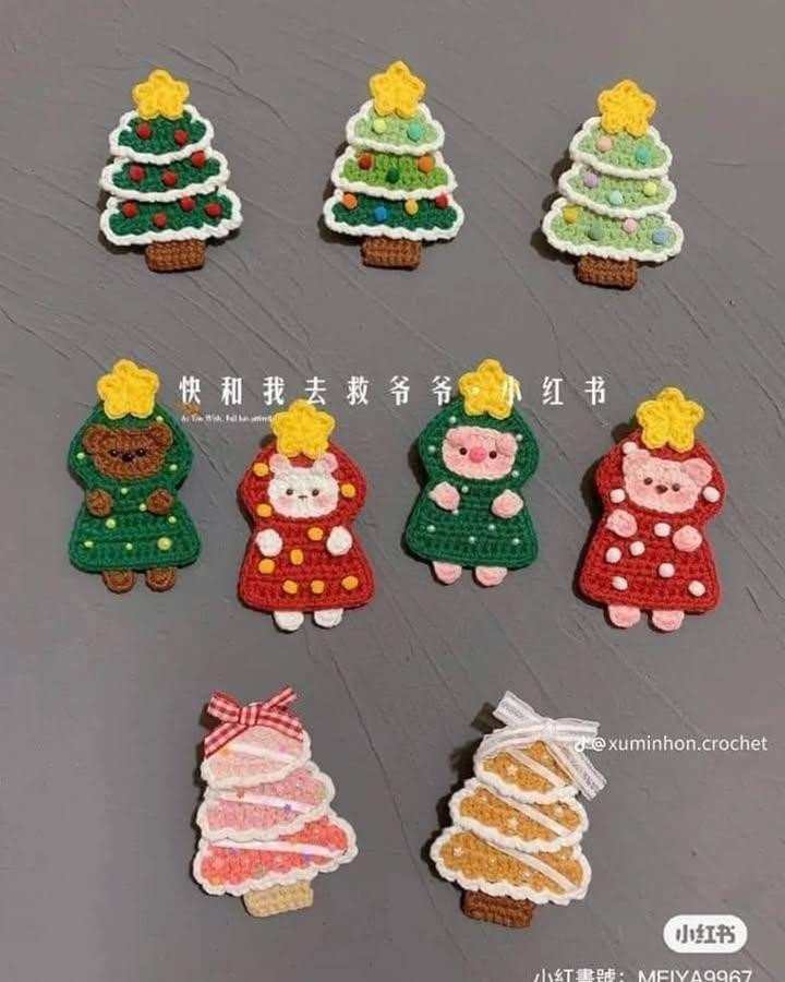 Hướng dẫn móc len kẹp tóc Giáng sinh dễ thương