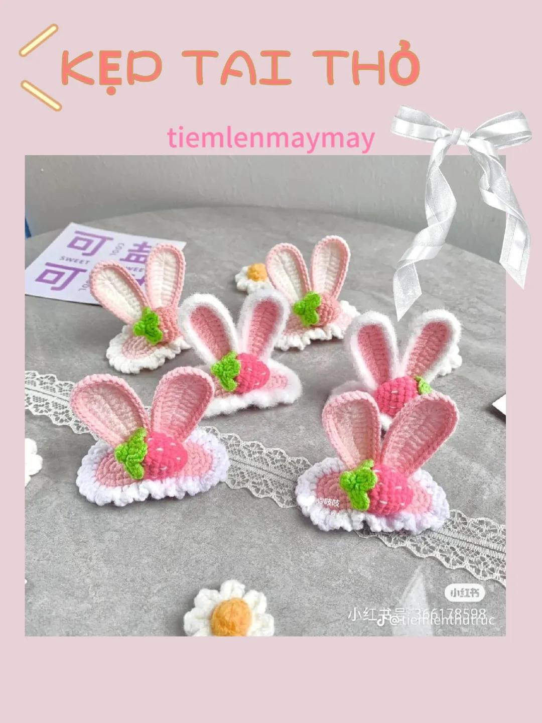 Hướng dẫn móc len kẹp tóc hình thỏ dễ thương nhiều màu sắc