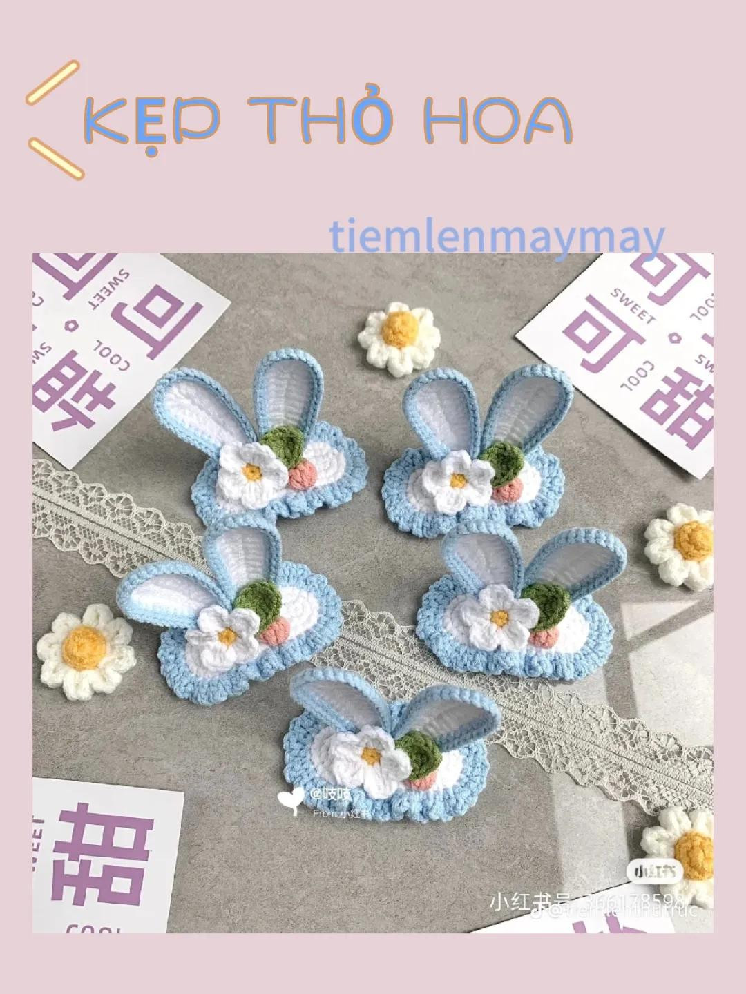 Hướng dẫn móc len kẹp tóc hình thỏ dễ thương nhiều màu sắc