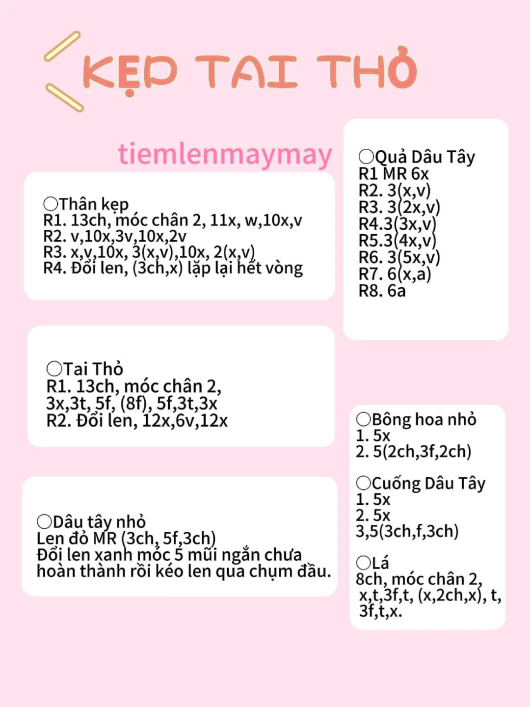 Hướng dẫn móc len kẹp tóc hình thỏ dễ thương nhiều màu sắc