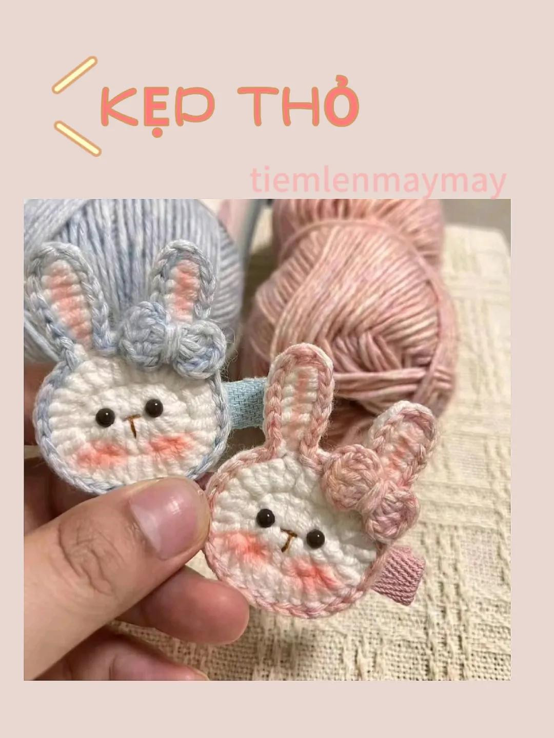 Hướng dẫn móc len kẹp tóc hình thỏ dễ thương nhiều màu sắc