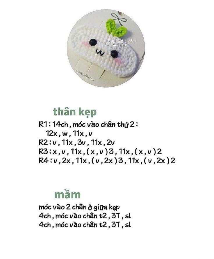 Hướng dẫn móc len kẹp tóc hình trái tim, bơ, cà rốt và trứng