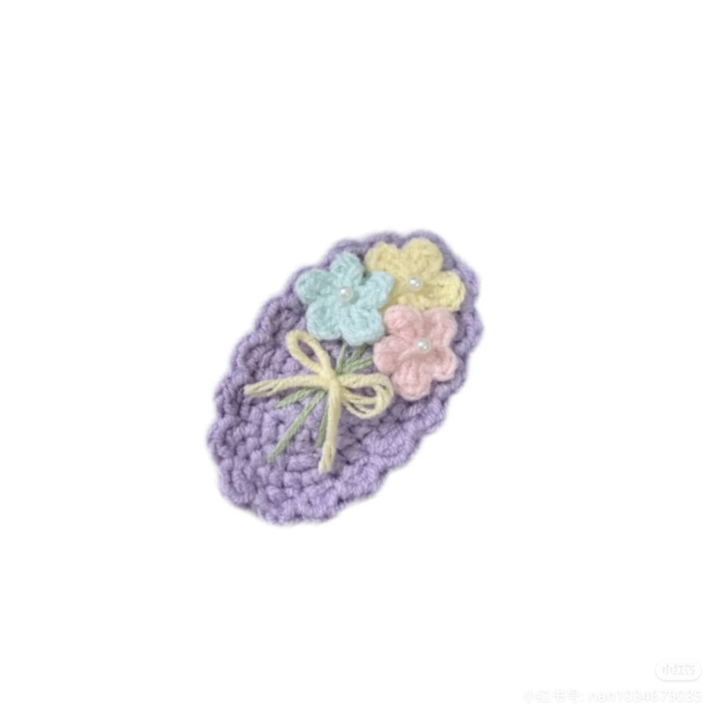 Hướng dẫn móc len kẹp tóc hoa tím pastel