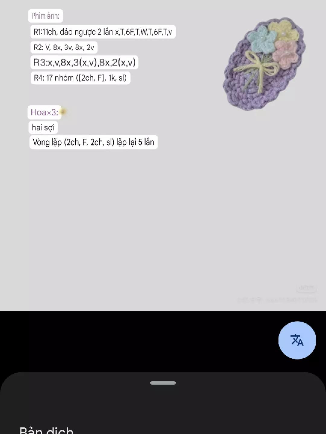 Hướng dẫn móc len kẹp tóc hoa tím pastel