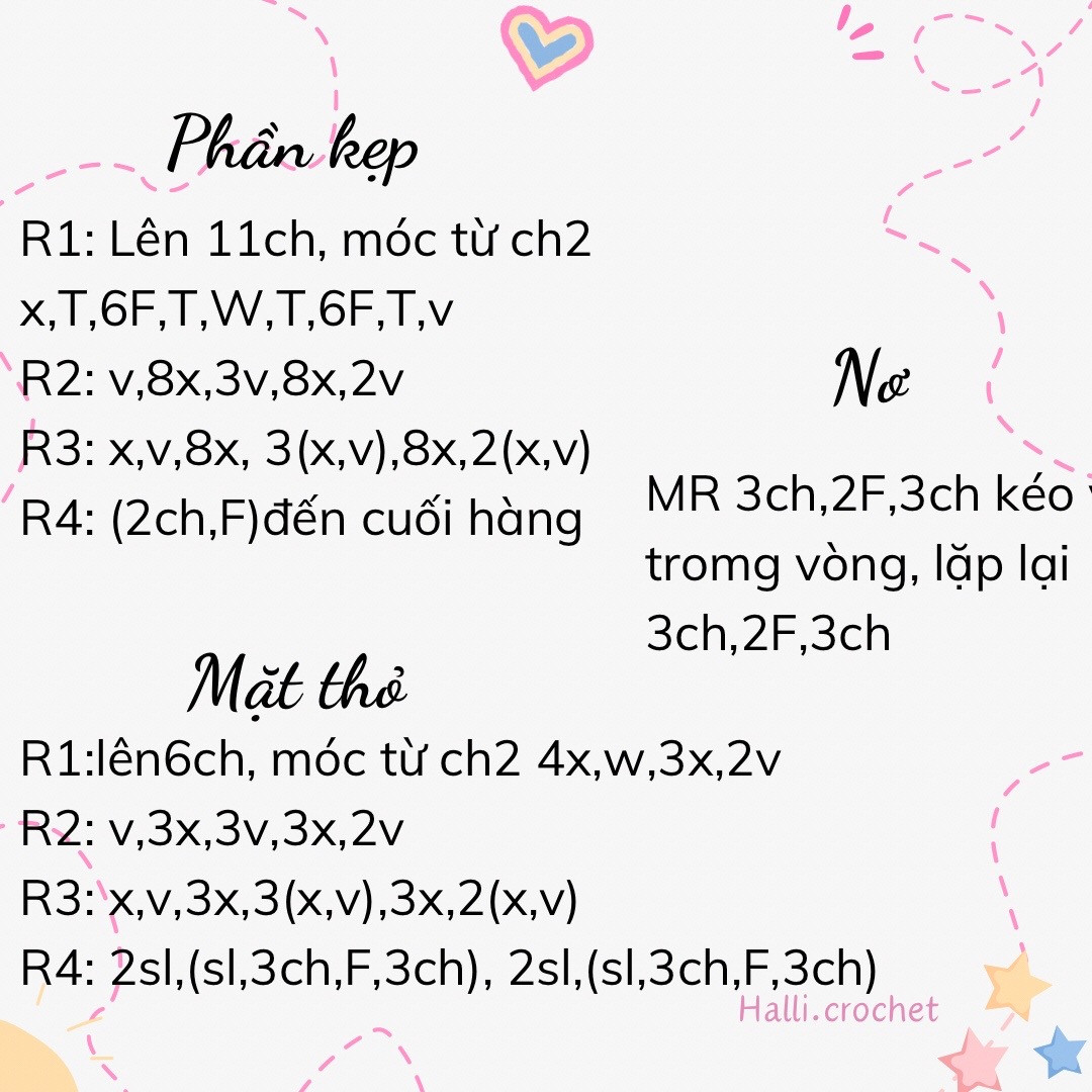 Hướng dẫn móc len kẹp tóc mặt thỏ dễ thương