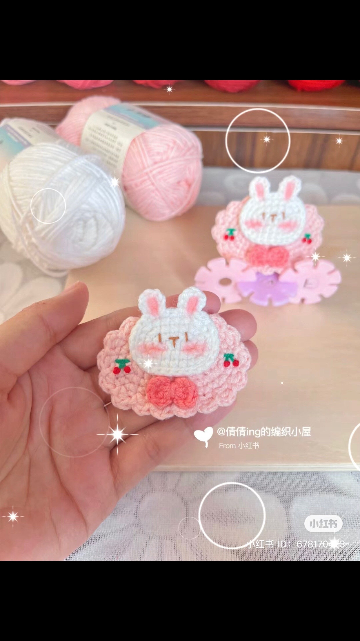 Hướng dẫn móc len kẹp tóc mặt thỏ dễ thương