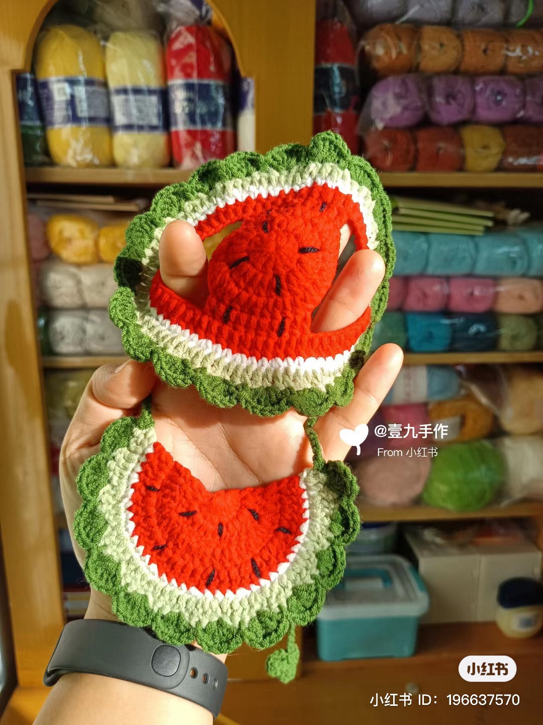 Hướng dẫn móc len khăn và nón hình dưa hấu dễ thương