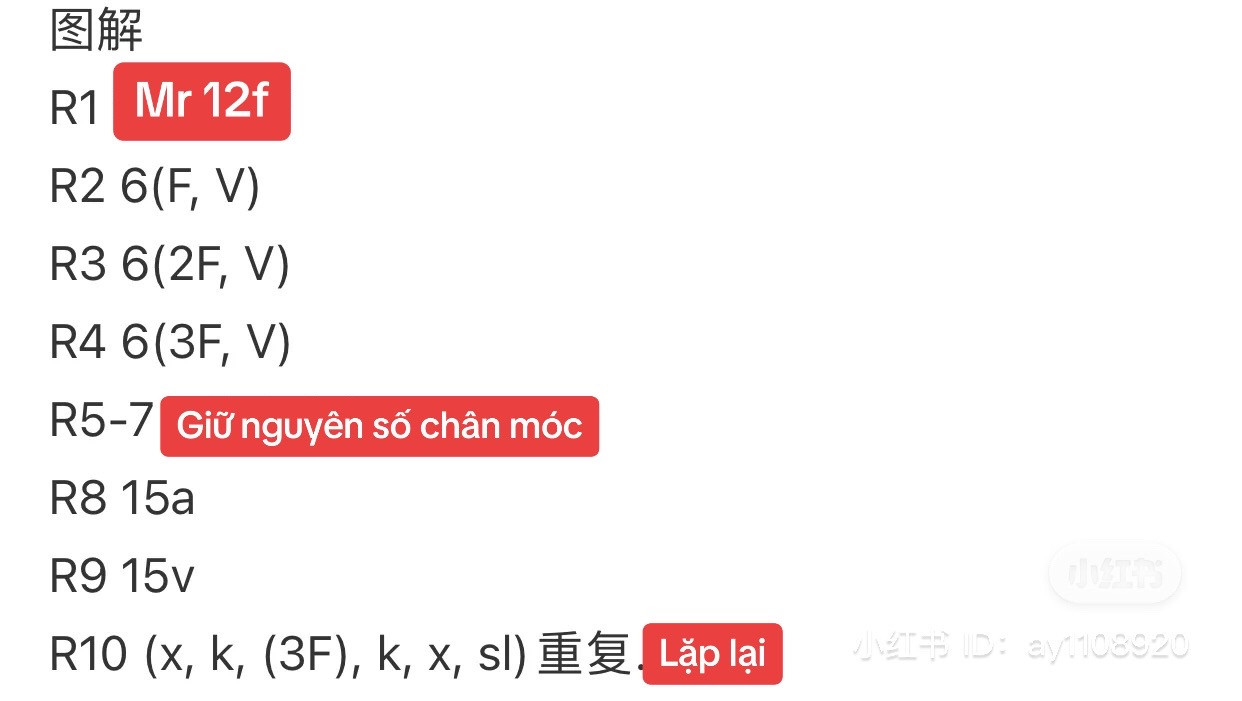 Hướng dẫn móc len khoá cá vàng dễ thương, chart chi tiết từng hàng