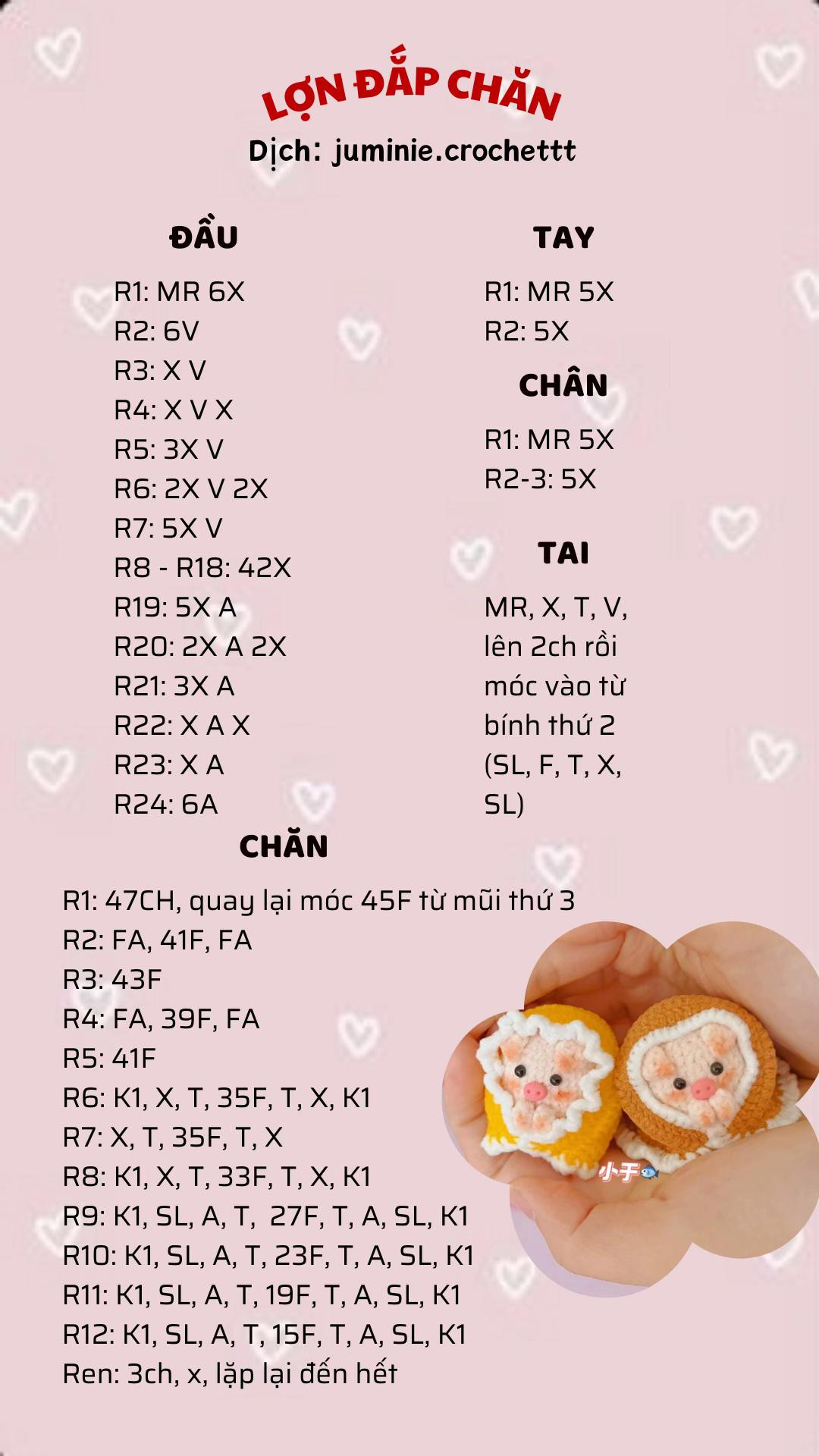 Hướng dẫn móc len Lợn Đắp Chăn dễ thương, phiên bản màu vàng và nâu