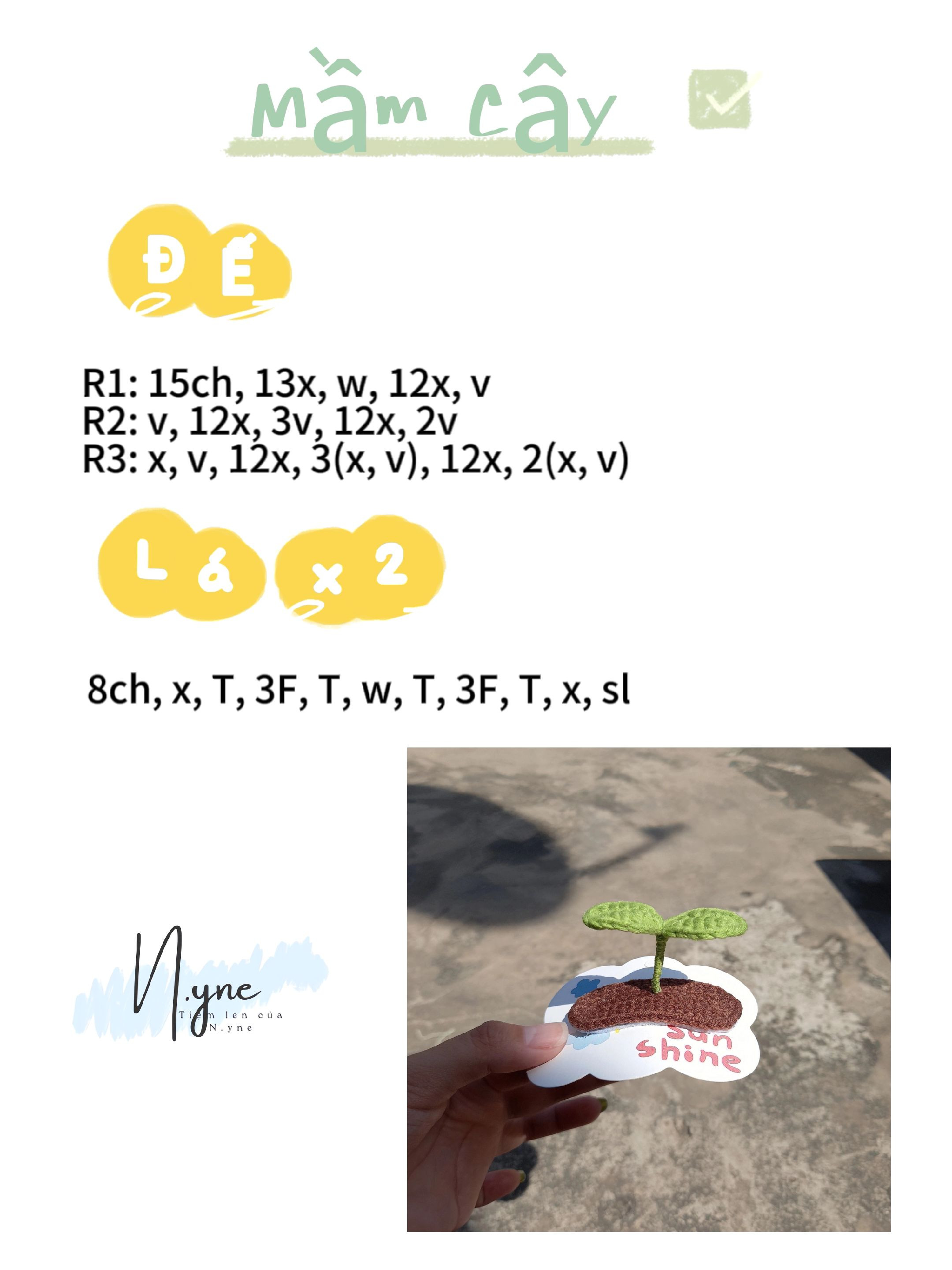 Hướng dẫn móc len mầm cây xanh dễ thương