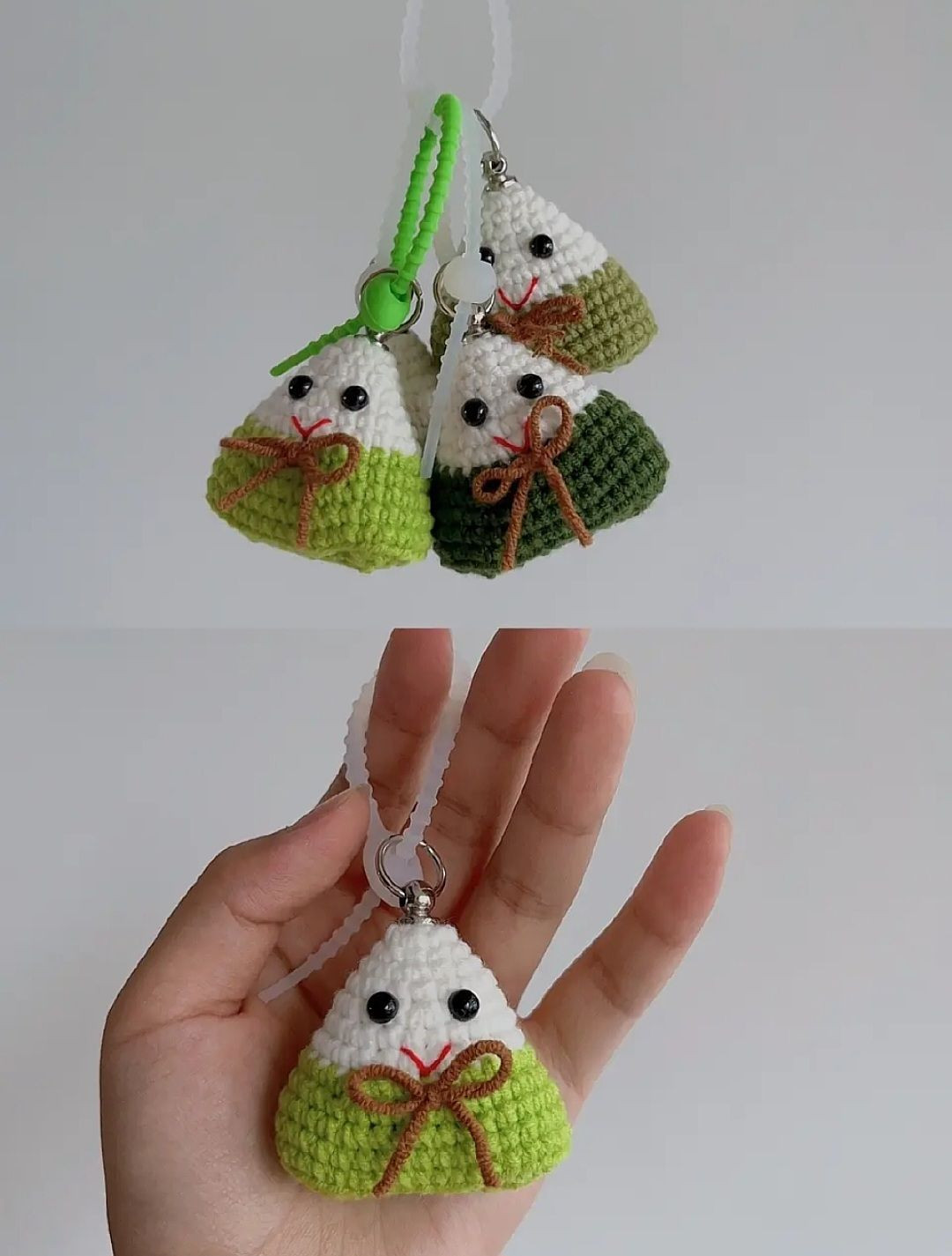 Hướng dẫn móc len mặt dây chuyền Bánh Ú Zongzi dễ thương