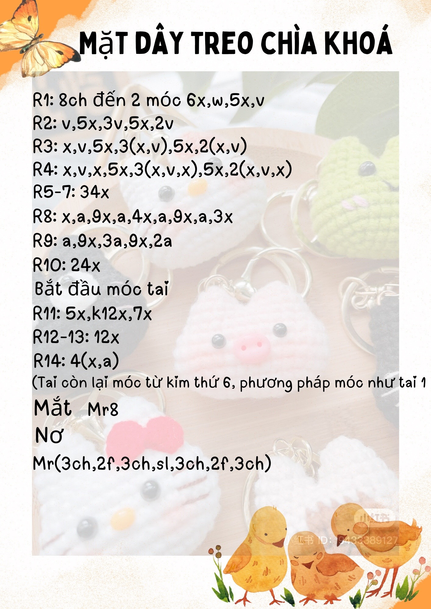 Hướng dẫn móc len mặt dây chuyền Hello Kitty và mèo dễ thương