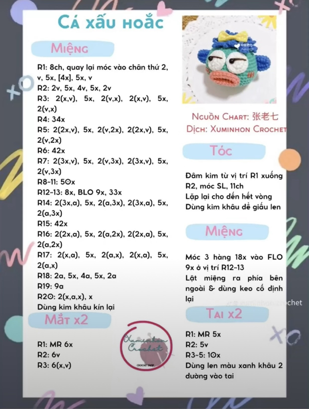 Hướng dẫn móc len mặt nạ nhân vật hoạt hình