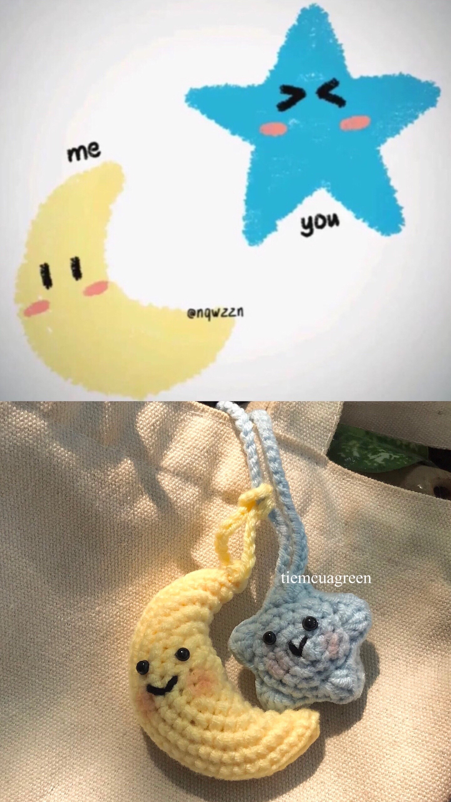 Hướng dẫn móc len mặt trăng và ngôi sao dễ thương