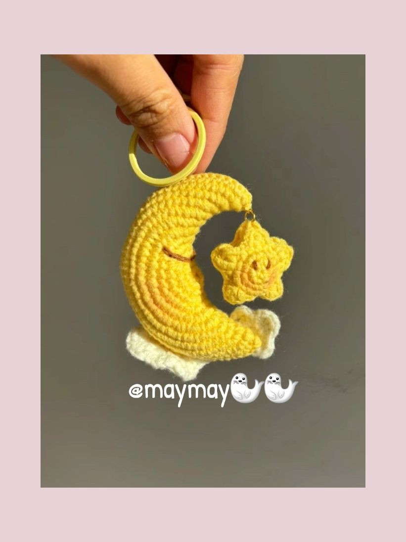 Hướng dẫn móc len Mặt Trăng và Ngôi Sao vàng