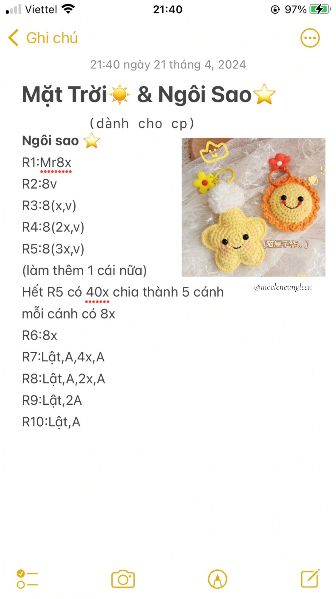 Hướng dẫn móc len Mặt Trời và Ngôi Sao dễ thương