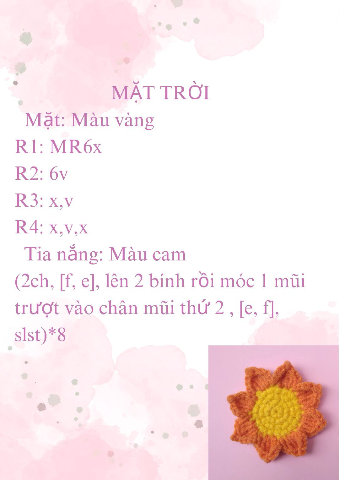 Hướng dẫn móc len mặt trời và thỏ trắng