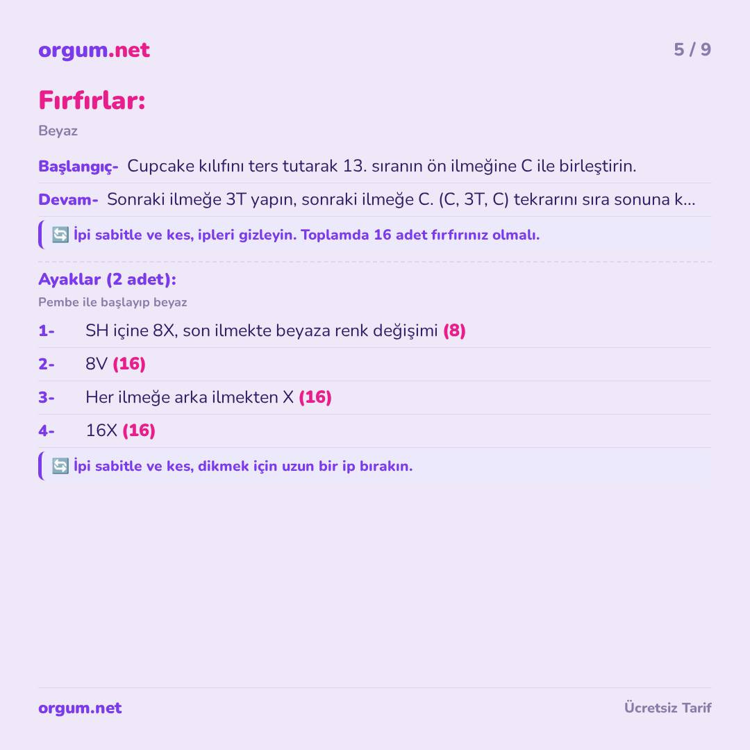 Hướng dẫn móc len miễn phí búp bê thỏ hình bánh cupcake Paskalya Tavşanı Cupcake Amigurumi