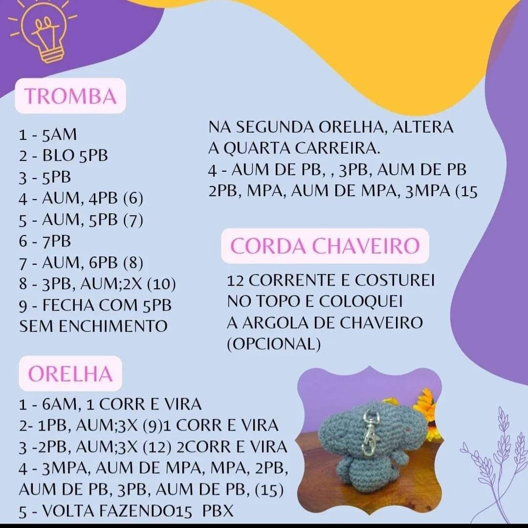 Hướng dẫn móc len Mini Elefante (Chú voi mini) màu xám