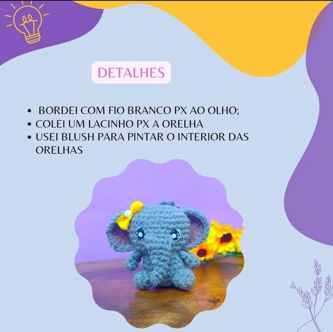 Hướng dẫn móc len Mini Elefante (Chú voi mini) màu xám