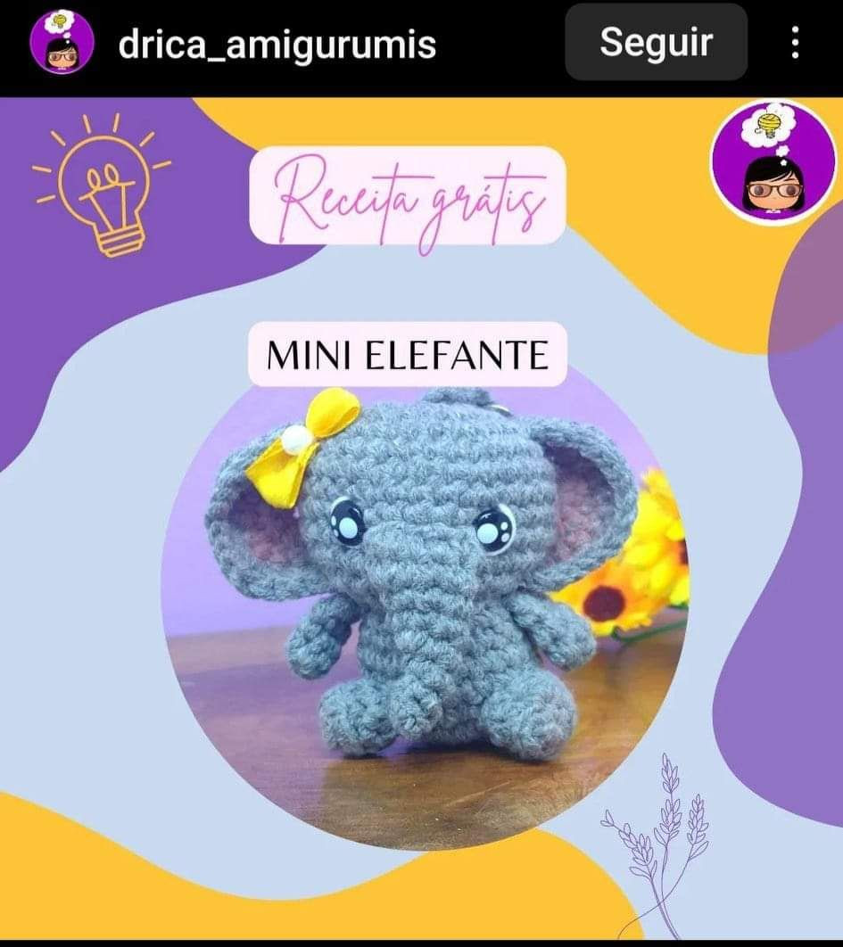 Hướng dẫn móc len Mini Elefante (Chú voi mini) màu xám