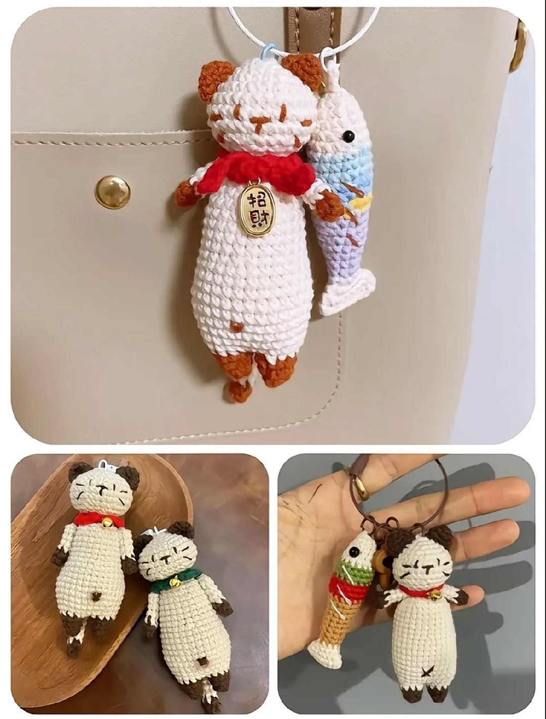 Hướng dẫn móc len Móc khóa Mèo Cá dễ thương