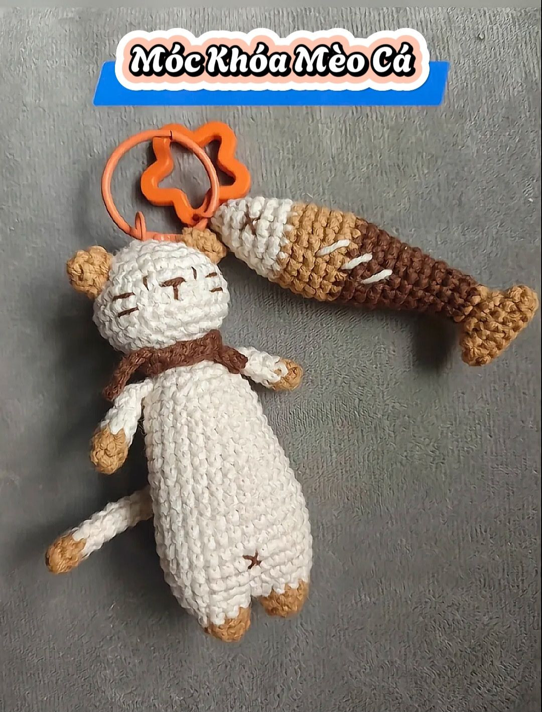 Hướng dẫn móc len Móc khóa Mèo Cá dễ thương
