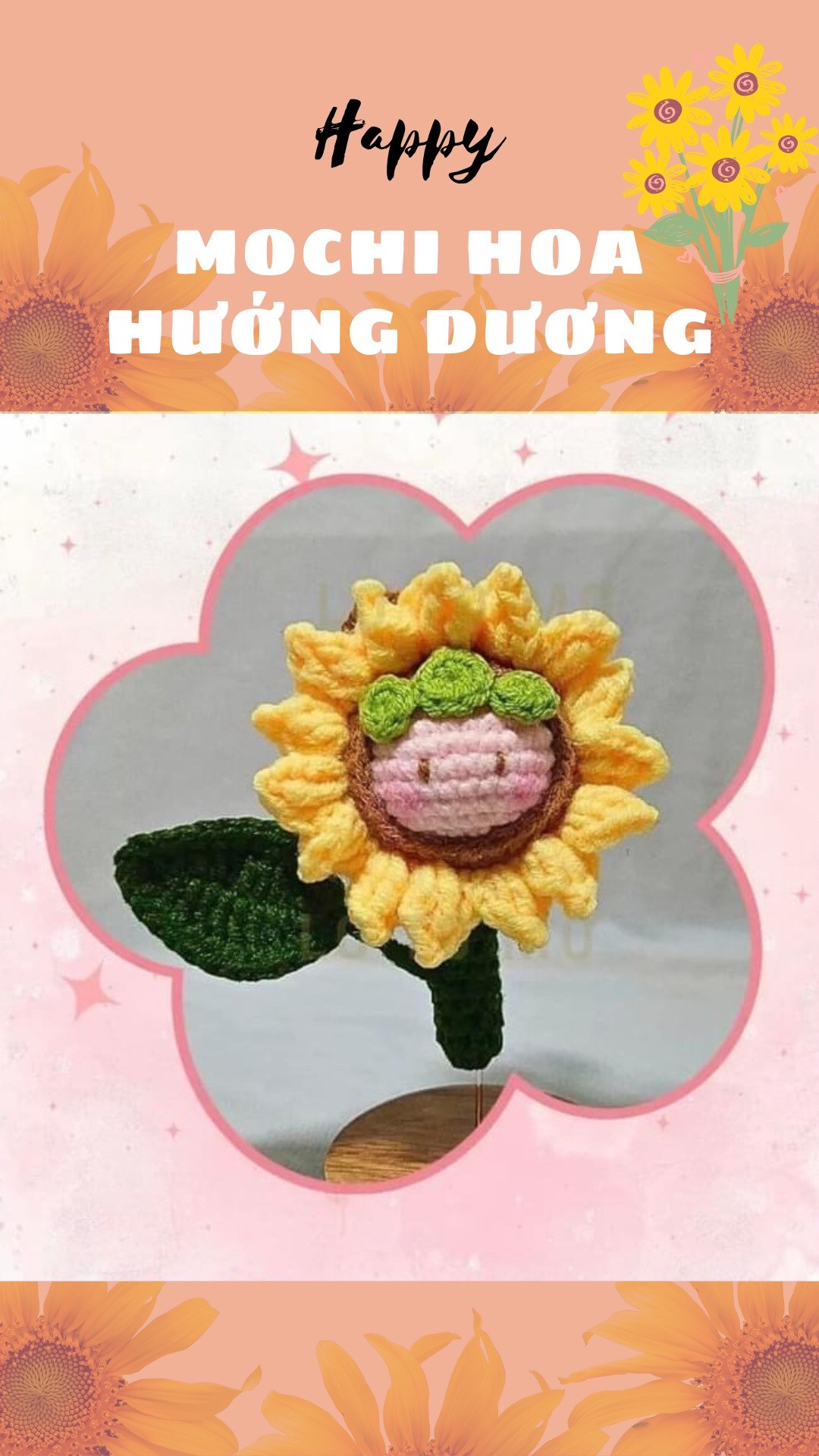 Hướng dẫn móc len Mochi Hoa Hướng Dương dễ thương