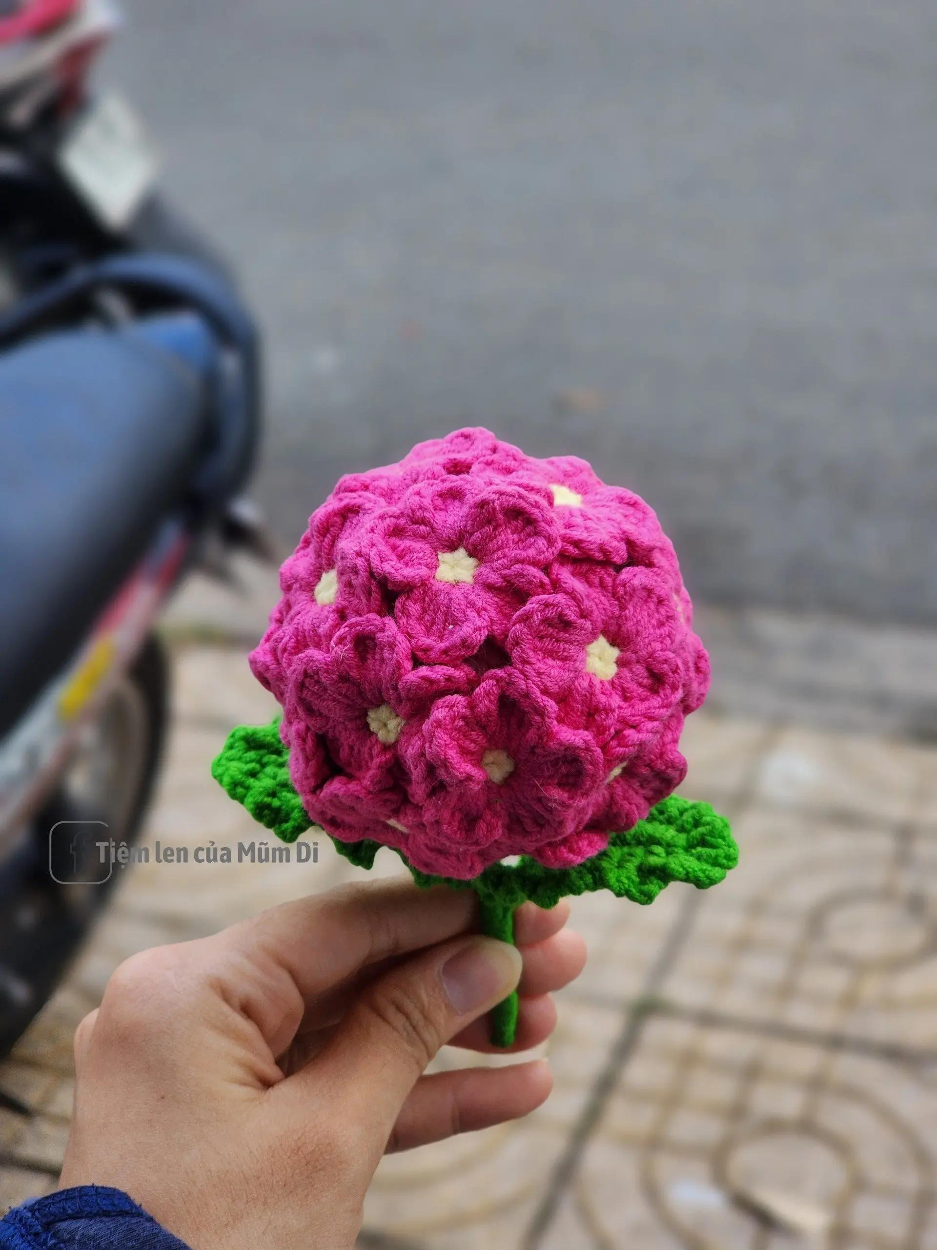 Hướng dẫn móc len Mochi Hoa Lưu Ly màu hồng tím dễ thương với chart chi tiết