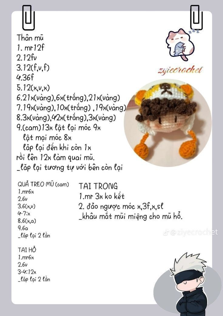 Hướng dẫn móc len mũ hổ dễ thương