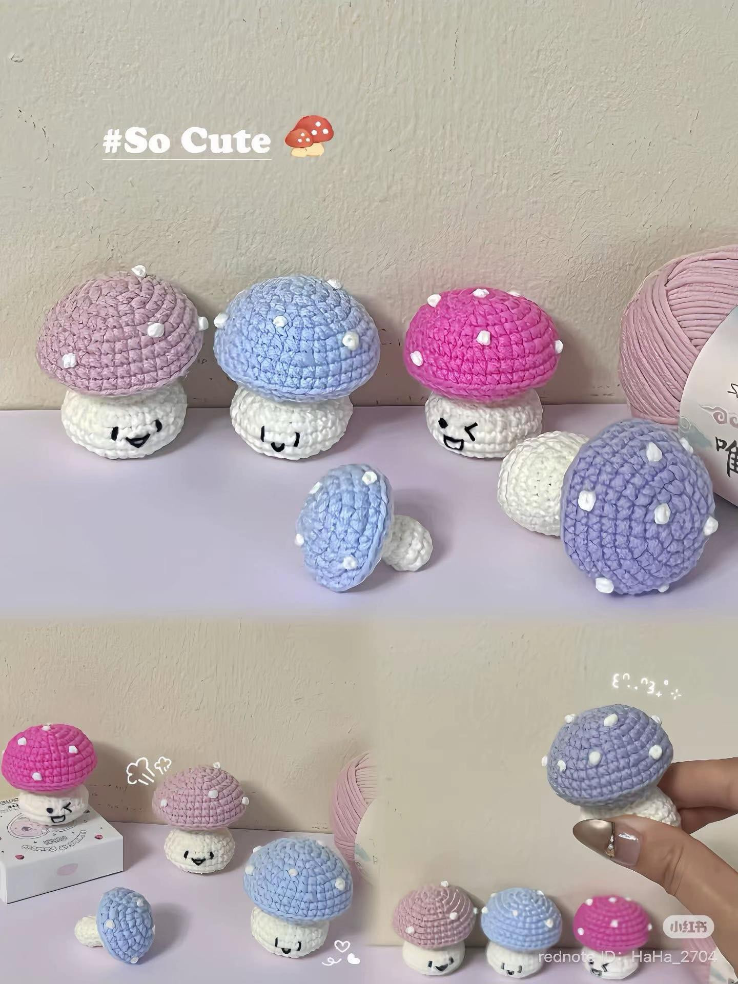Hướng dẫn móc len nấm cute nhiều màu sắc dễ thương
