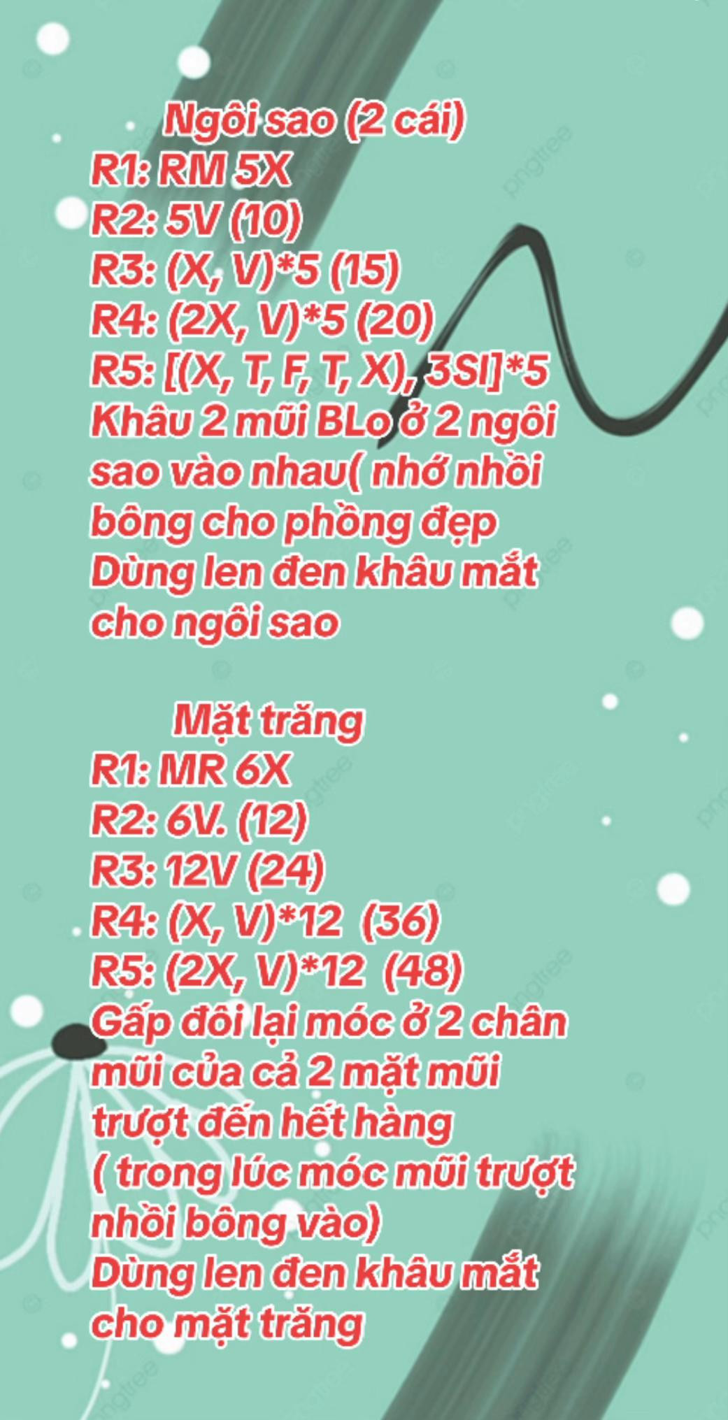 Hướng dẫn móc len ngôi sao, mặt trăng và cây nấm siêu dễ thương