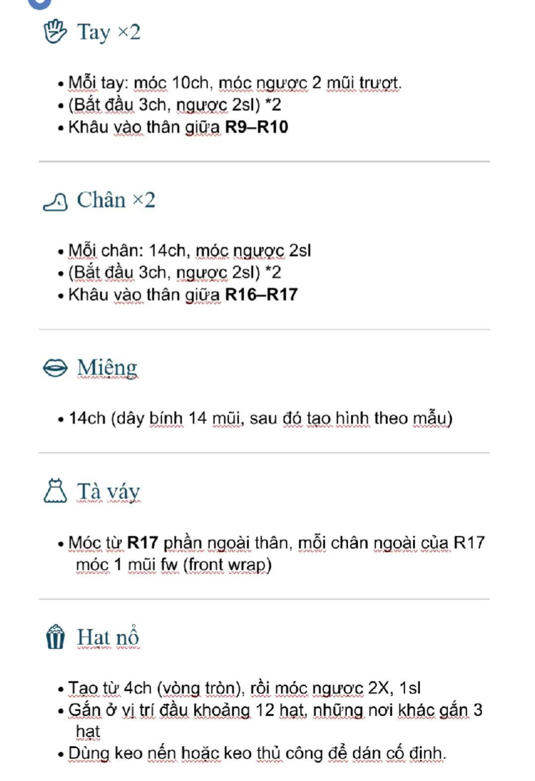 Hướng dẫn móc len nhân vật bỏng ngô dễ thương