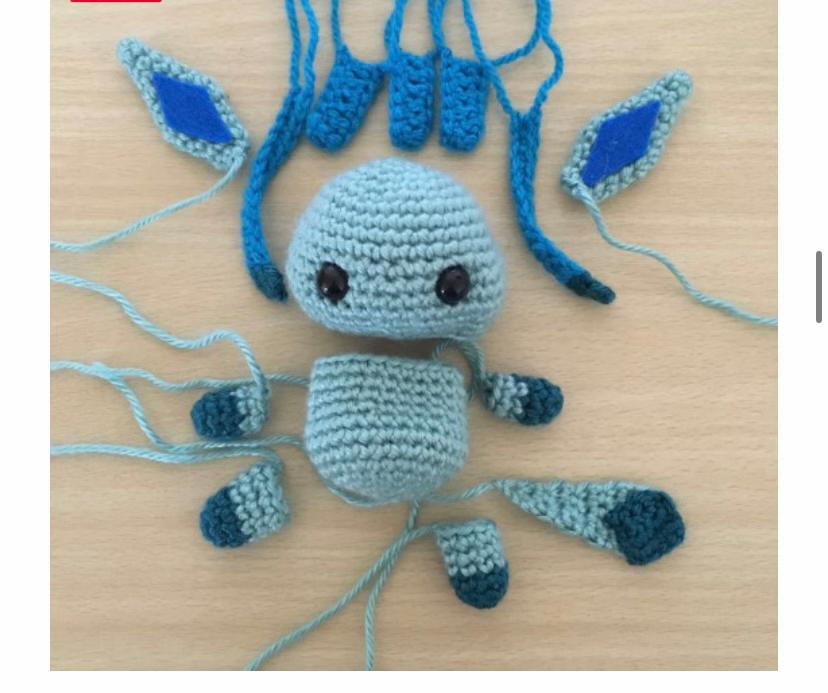 Hướng dẫn móc len nhân vật Glaceon màu xanh