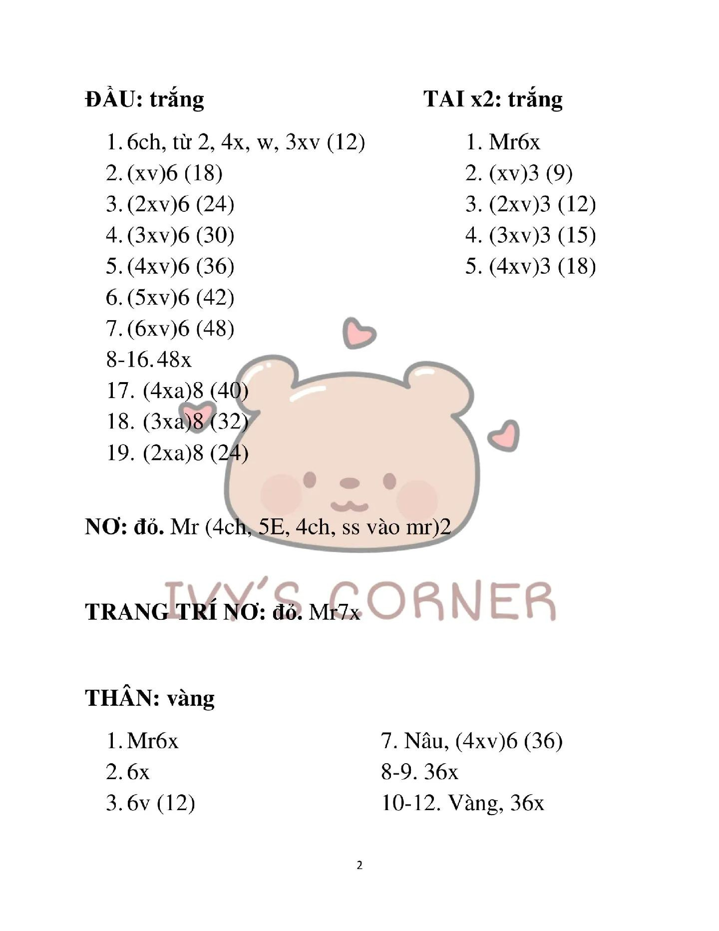 Hướng dẫn móc len Ong Hello Kitty dễ thương, chart chi tiết từng phần