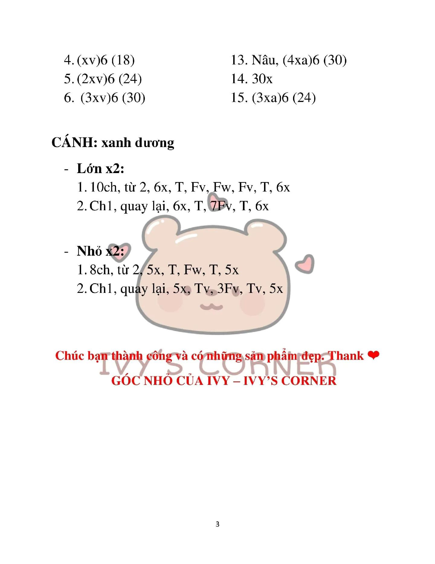 Hướng dẫn móc len Ong Hello Kitty dễ thương, chart chi tiết từng phần