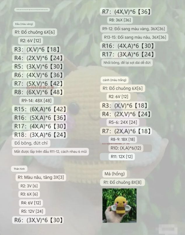 Hướng dẫn móc len ong mật dễ thương màu vàng nâu