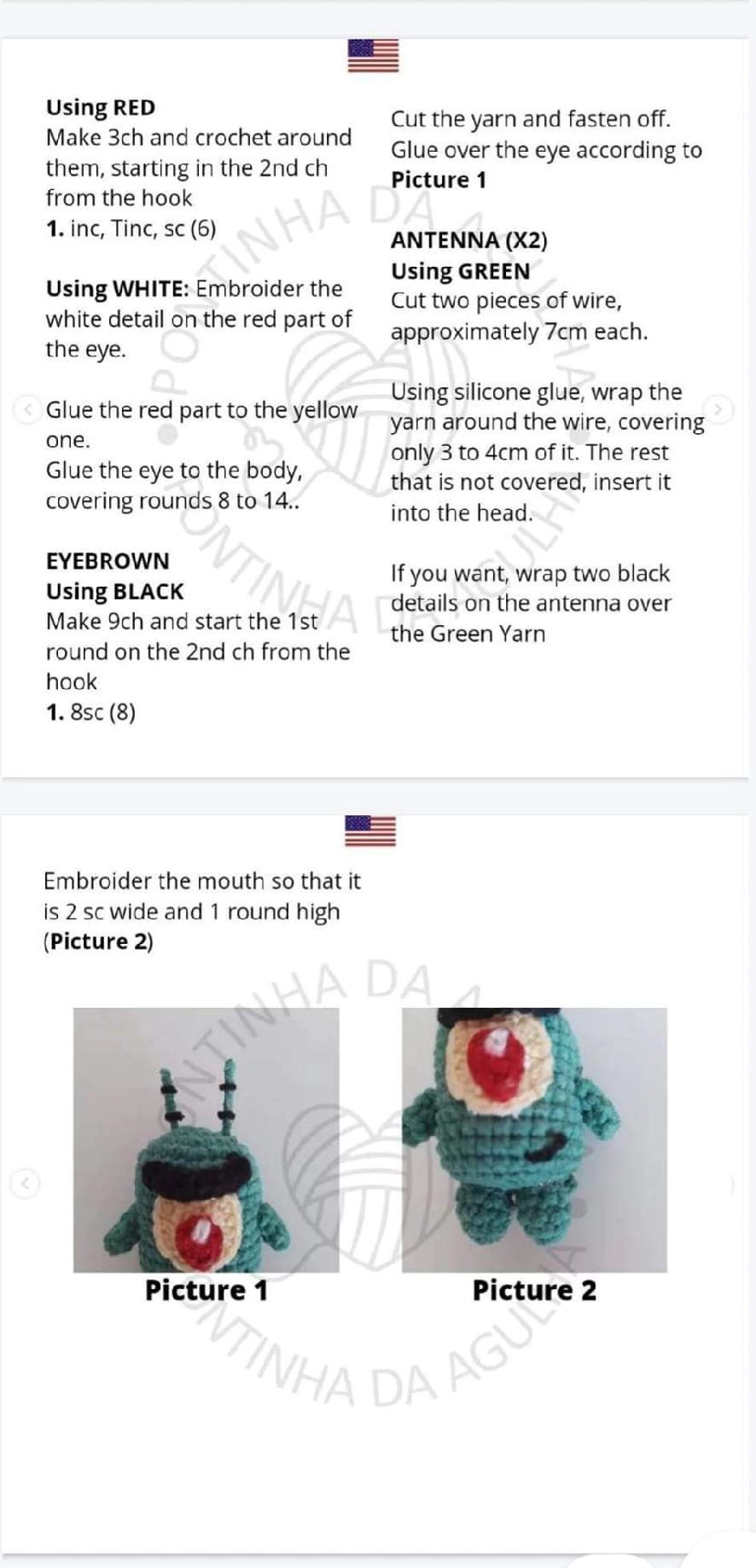 Hướng dẫn móc len Plankton - Búp bê nhân vật hoạt hình SpongeBob