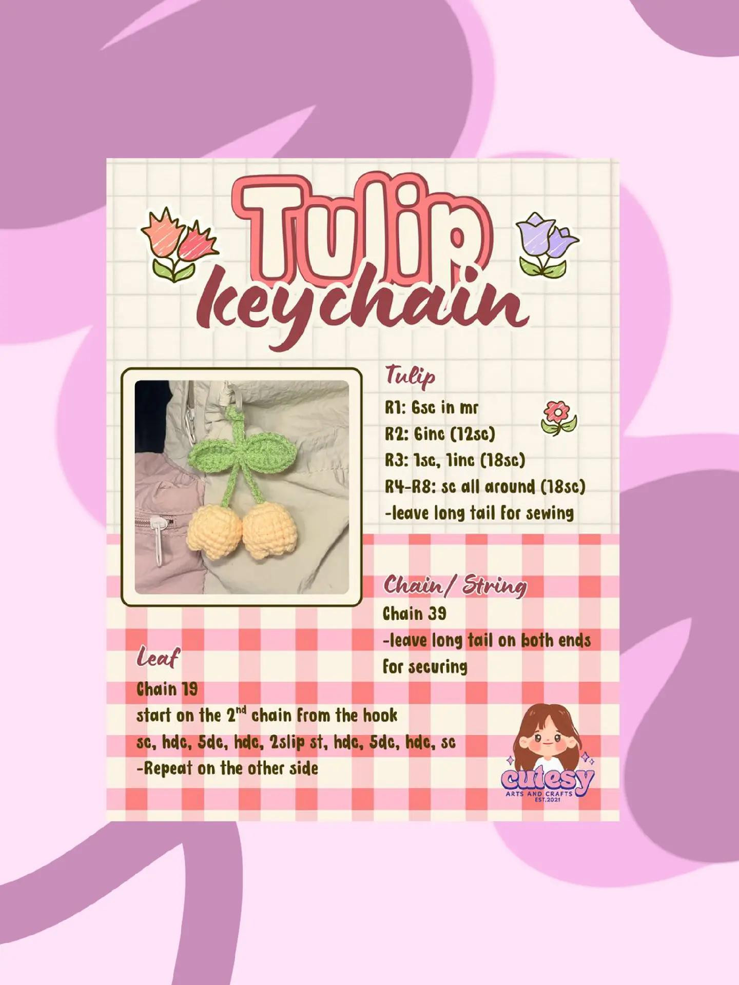Hướng dẫn móc len: Pudding Puppy, Tulip Keychain, Búp bê hoa khóc và Củ cải