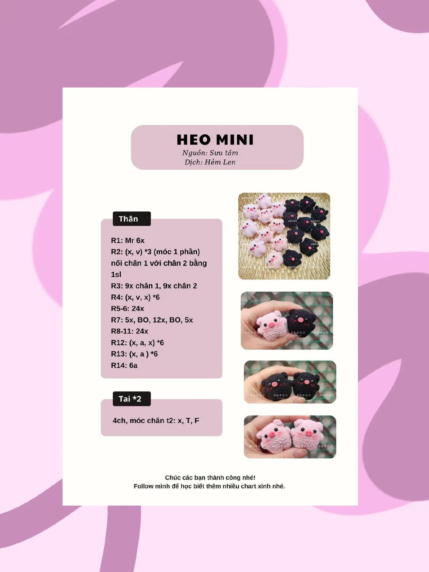 Hướng dẫn móc len: Pudding Puppy, Tulip Keychain, Búp bê hoa khóc và Củ cải