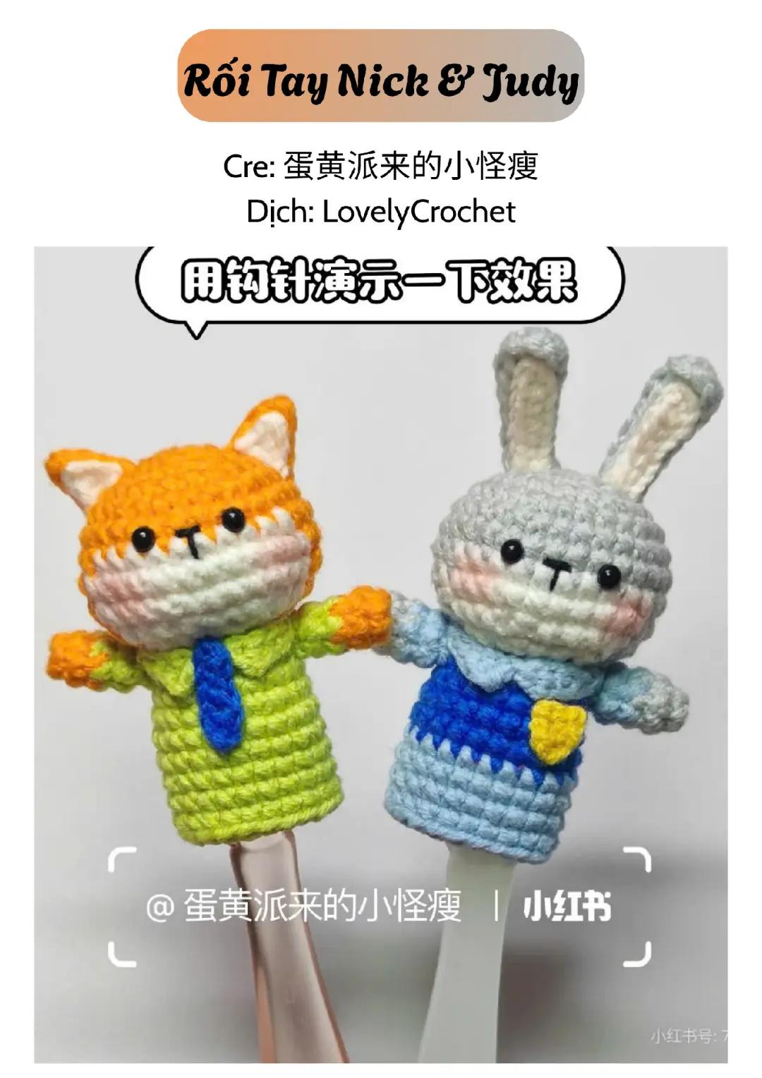 Hướng dẫn móc len Rối Tay Nick & Judy - Zootopia