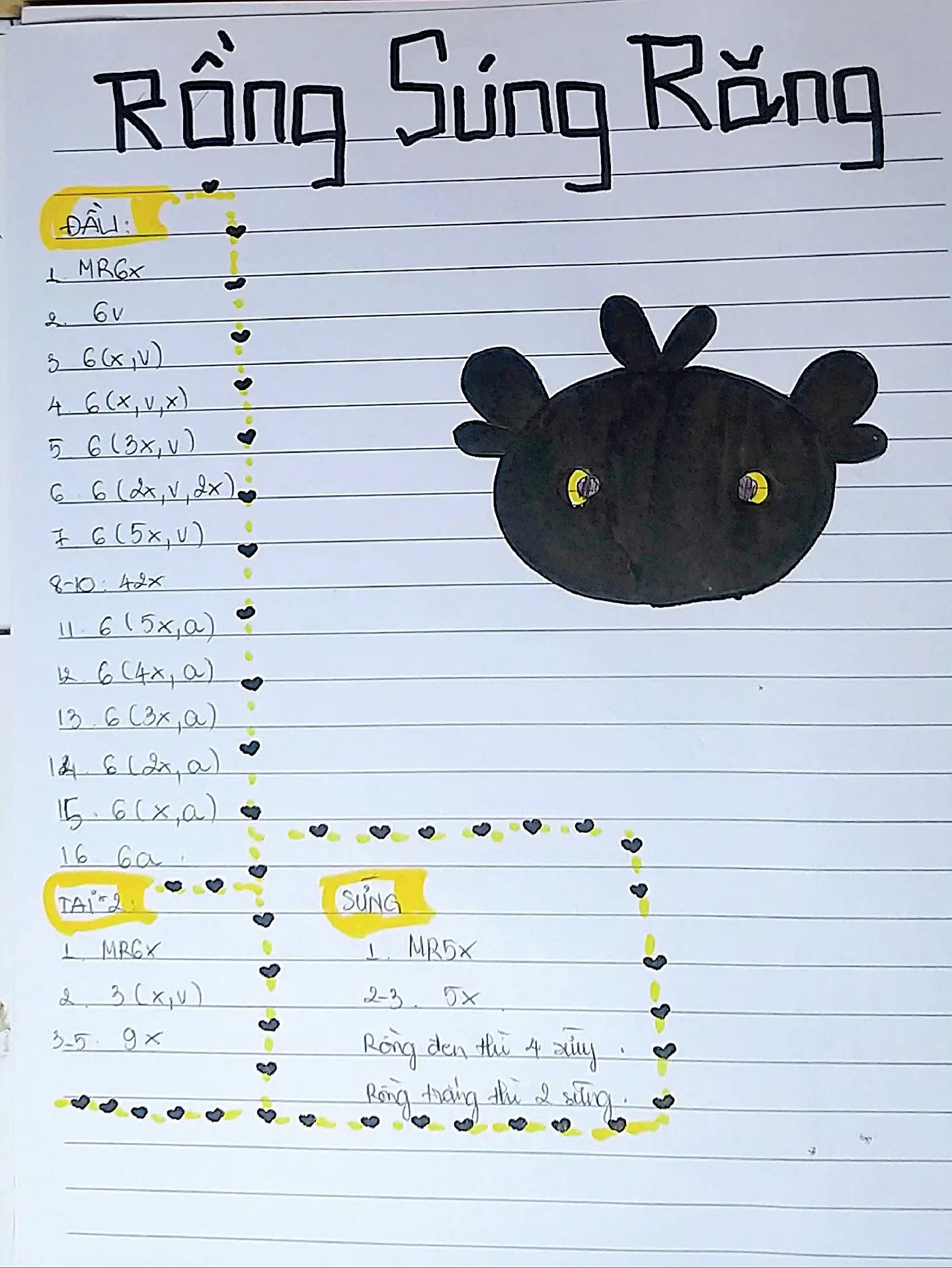 Hướng dẫn móc len Rổng Súng Rỗng - Búp bê rồng đen và trắng dễ thương