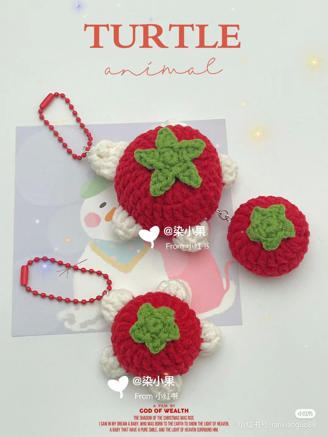 Hướng dẫn móc len rùa trang trí bánh pudding, dâu tây và cà chua