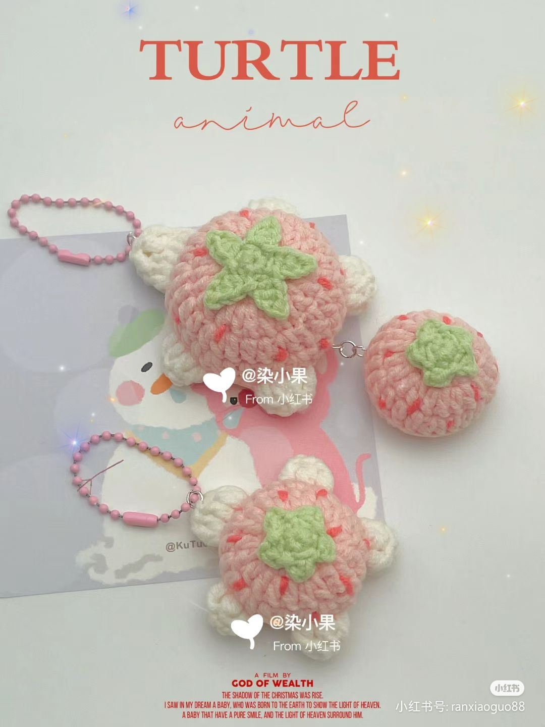 Hướng dẫn móc len rùa trang trí bánh pudding, dâu tây và cà chua