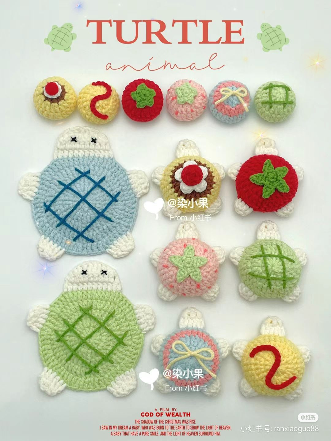 Hướng dẫn móc len rùa trang trí bánh pudding, dâu tây và cà chua