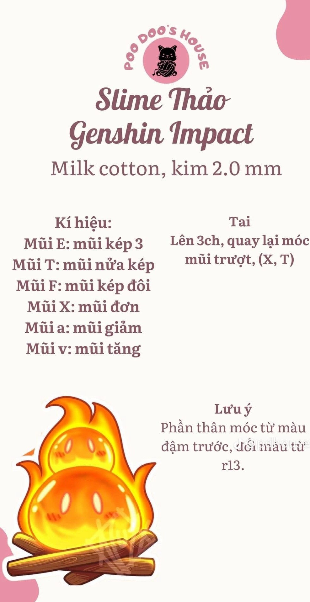 Hướng dẫn móc len Slime Nham và Thảo Genshin Impact chi tiết