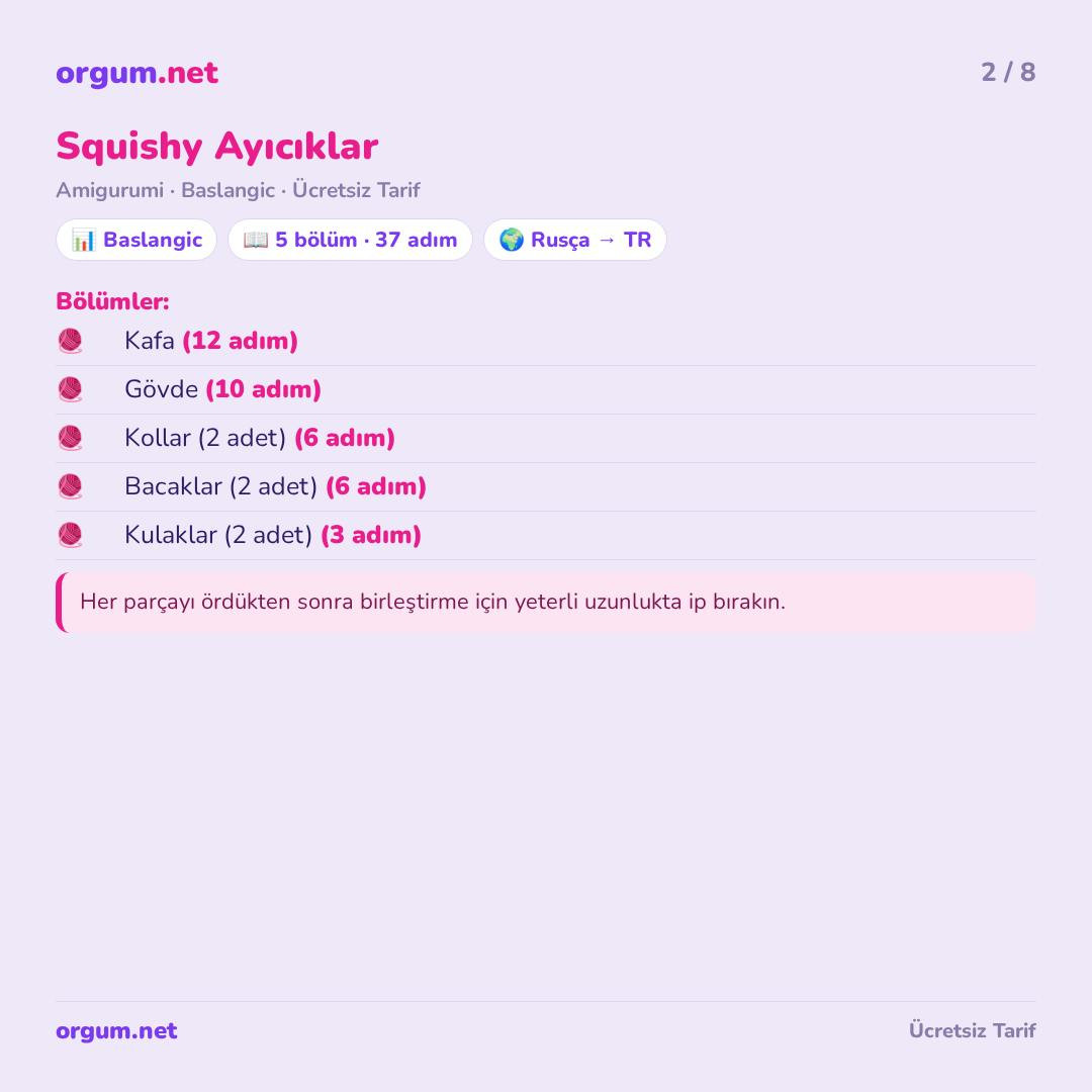 Hướng dẫn móc len Squishy Ayıcıklar - Gấu bông dễ thương không cần may, mẫu miễn phí