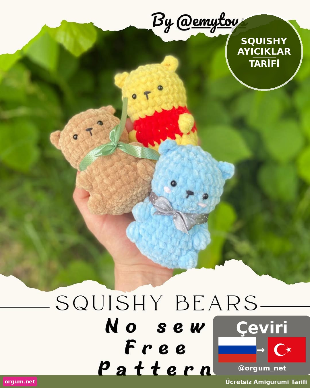 Hướng dẫn móc len Squishy Ayıcıklar - Gấu bông dễ thương không cần may, mẫu miễn phí